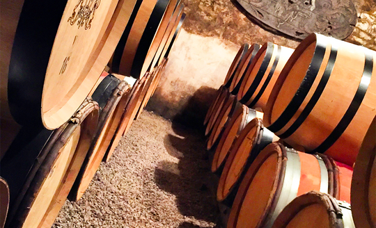 Barrel room full in Domaine Clerget